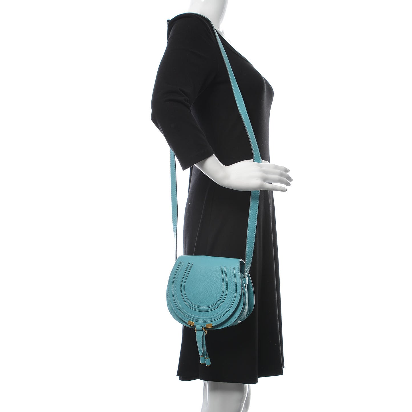 Calfskin Mini Marcie Round Crossbody Bag Blue