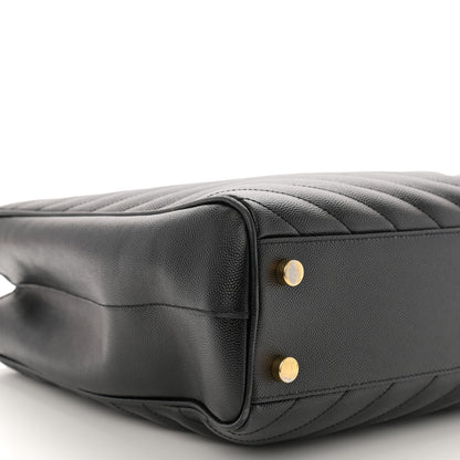 Saint Laurent Grain De Poudre Matelasse Chevron Monogram Shopping Bag Black 10 of 12