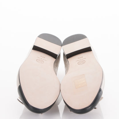 Chanel Metallic Calfskin Cap Toe Ballerina Flats 37.5 Beige Black 5 of 8