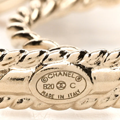 Chanel Crystal Pearl CC Hoop Earrings Gold Multicolor 4 of 4
