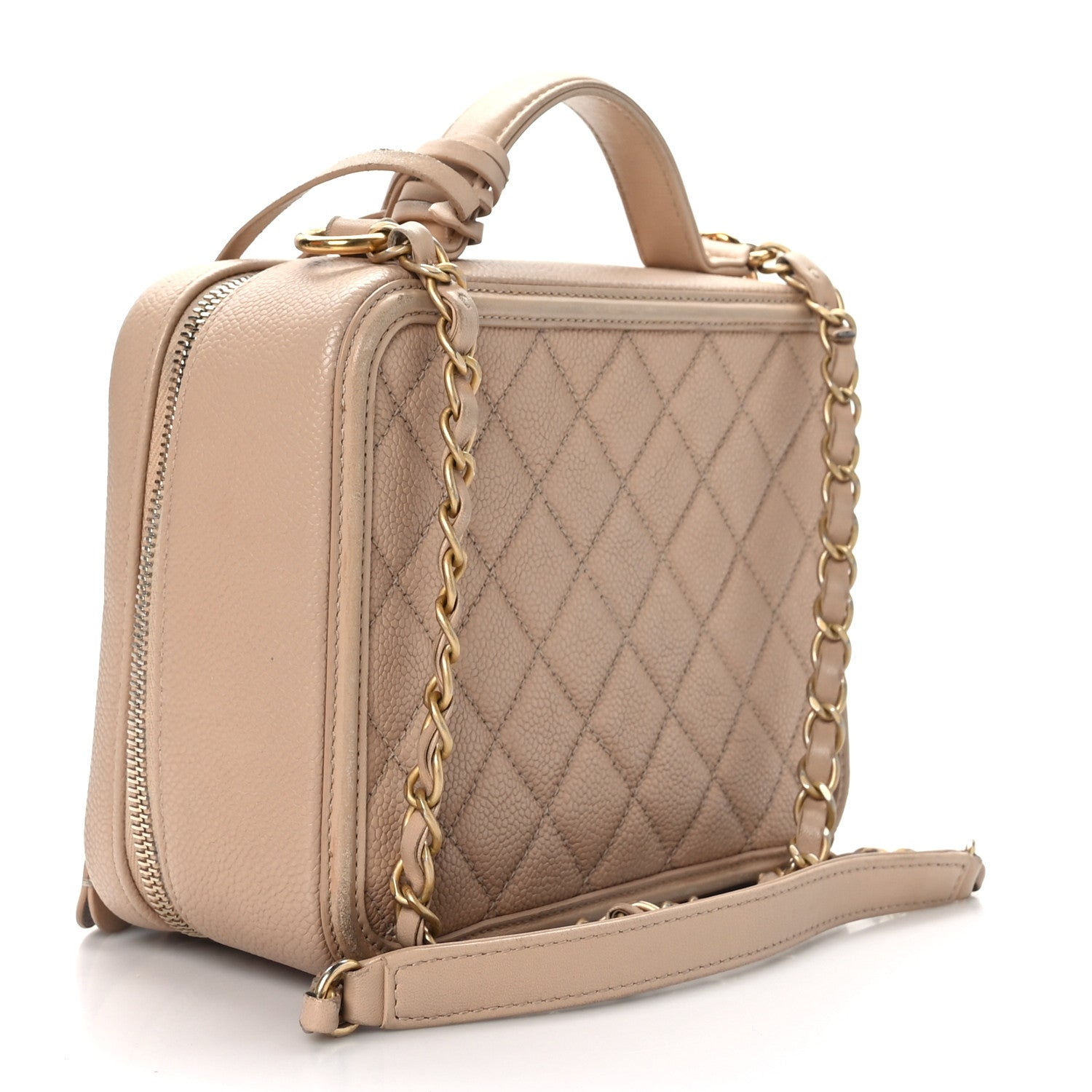 Chanel Caviar Quilted Medium CC Filigree Vanity Case Beige 3 of 9