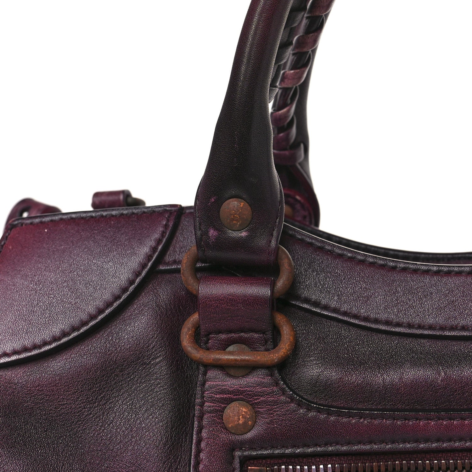 Balenciaga Used Calfskin Rust Hardware Neo Classic City Burgundy 14 of 17