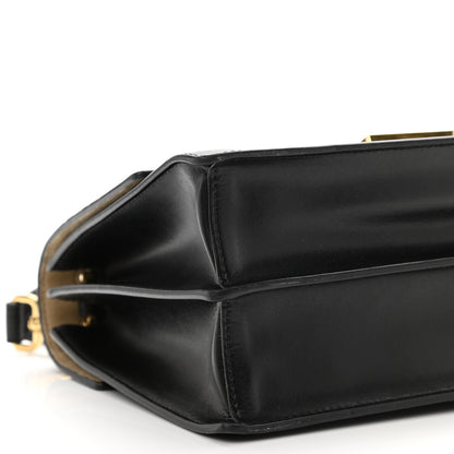 Fendi Vitello Liberty Bi-Color FF 1974 Embossed Kan U Shoulder Bag Black Maya 9 of 10