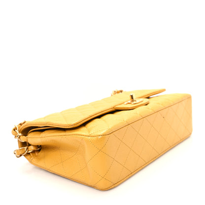 Chanel Caviar Quilted Medium Double Flap Yellow 4 of 11