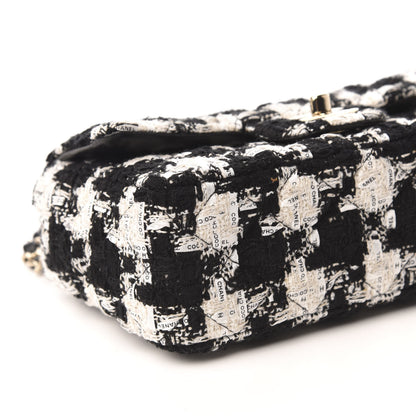 Chanel Tweed Quilted Mini Rectangular Flap Black Ecru White 5 of 9