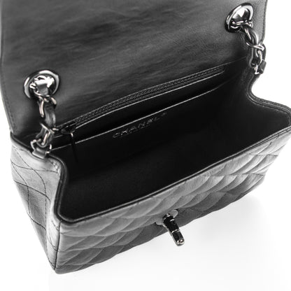 Chanel Crumpled Calfskin Quilted Mini Square Flap So Black 5 of 8