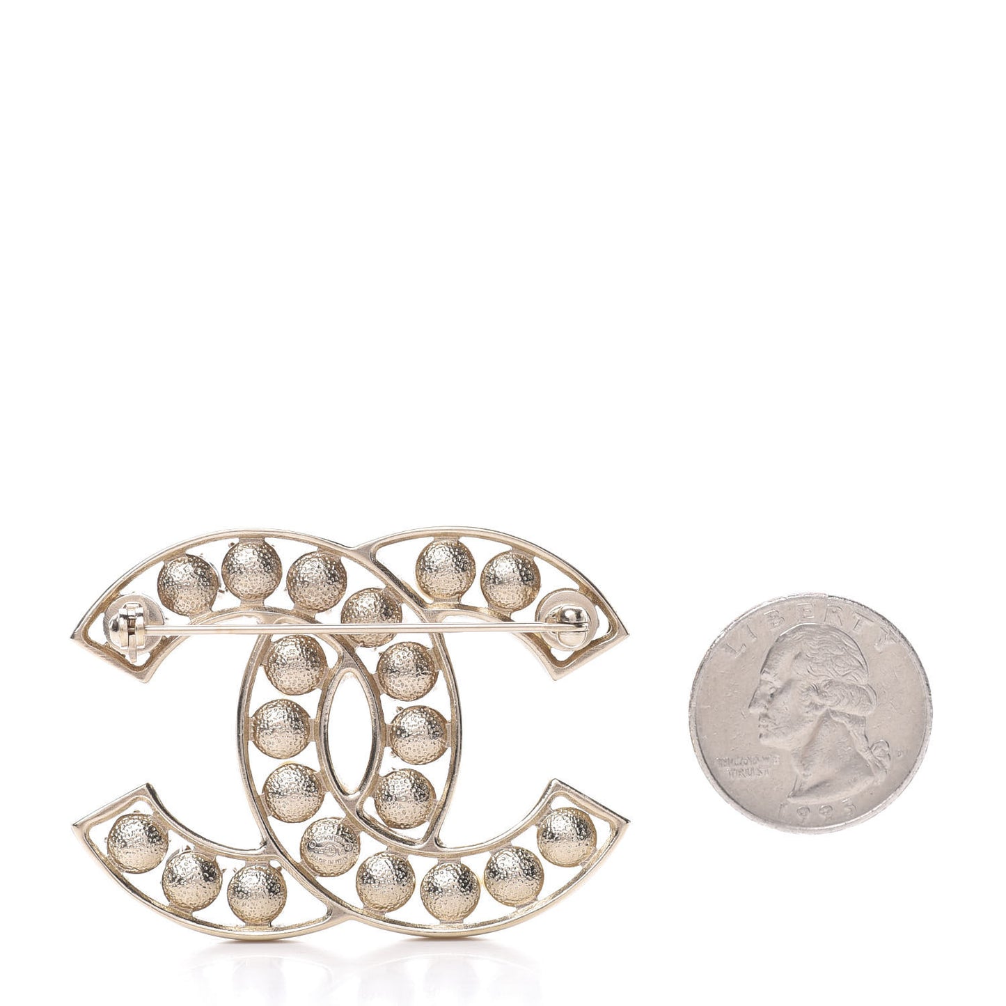 Pearl Crystal CC Brooch Gold Pearly White