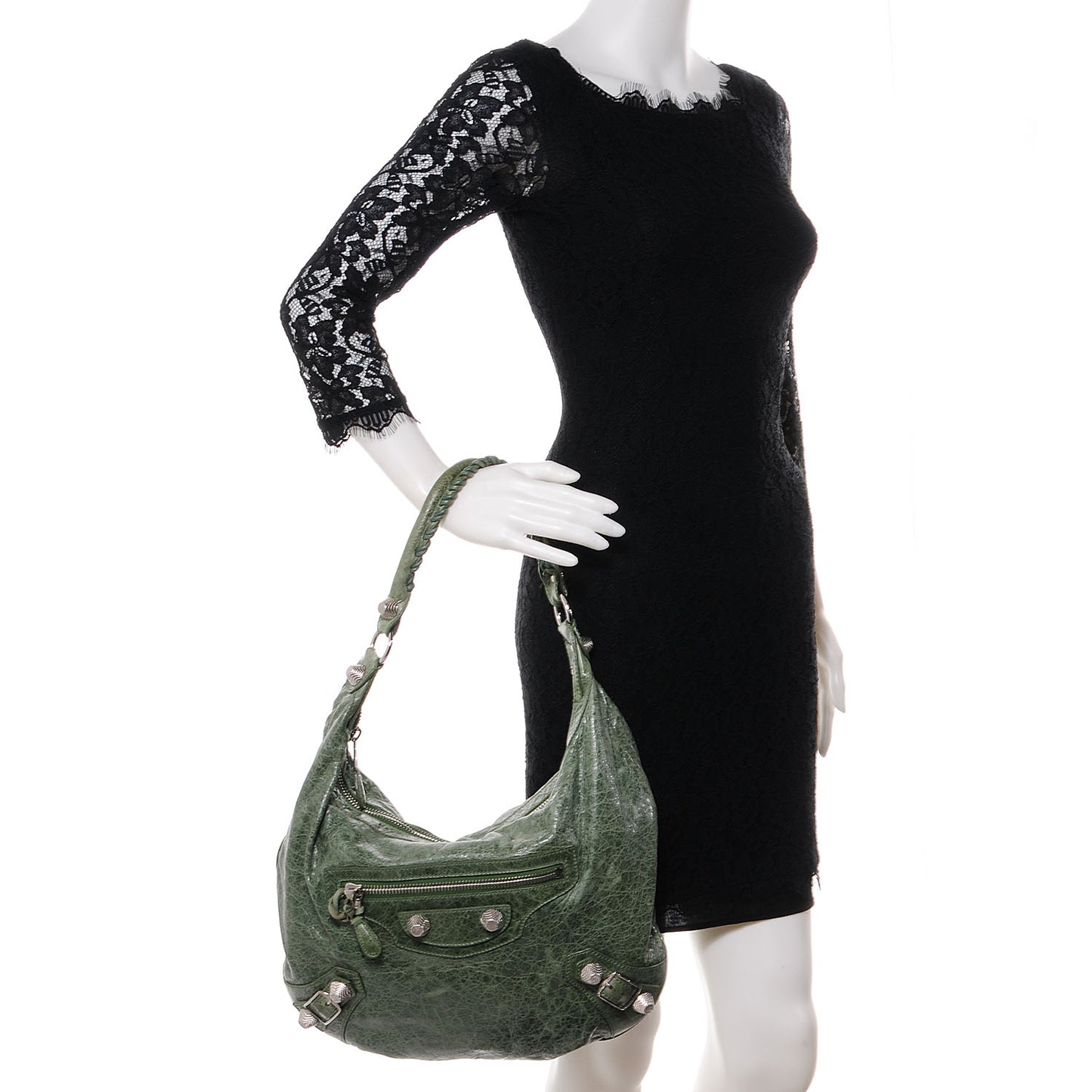 Agneau Giant 21 Silver Hardware Hobo Vert Thyme