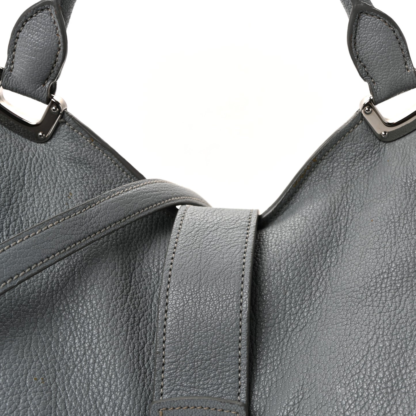 Goatskin Madras Top Handle Shoulder Bag Light Blue