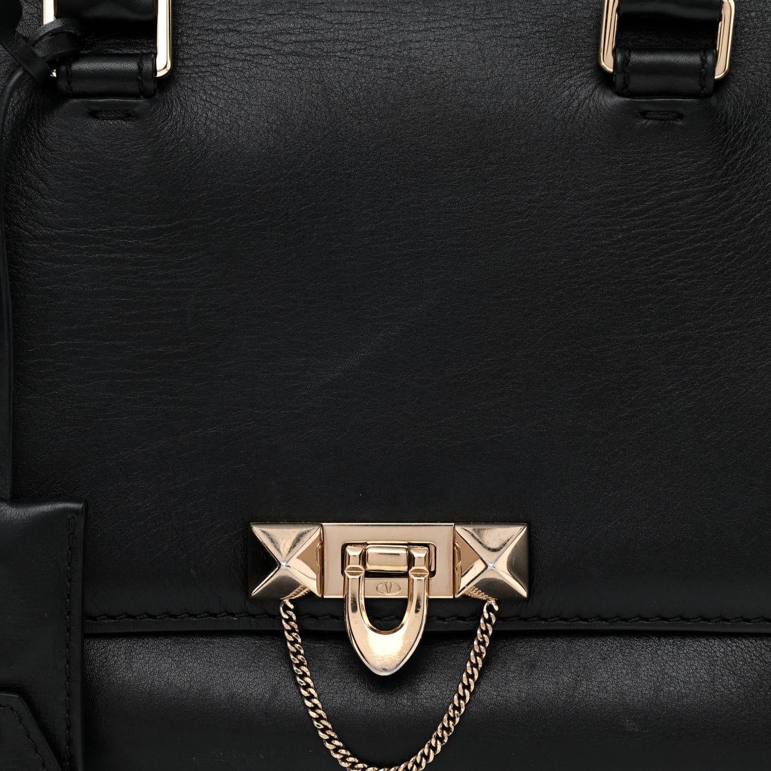 Valentino Garavani Calfskin Small Rockstud Demilune Double Handle Satchel Black 9 of 14