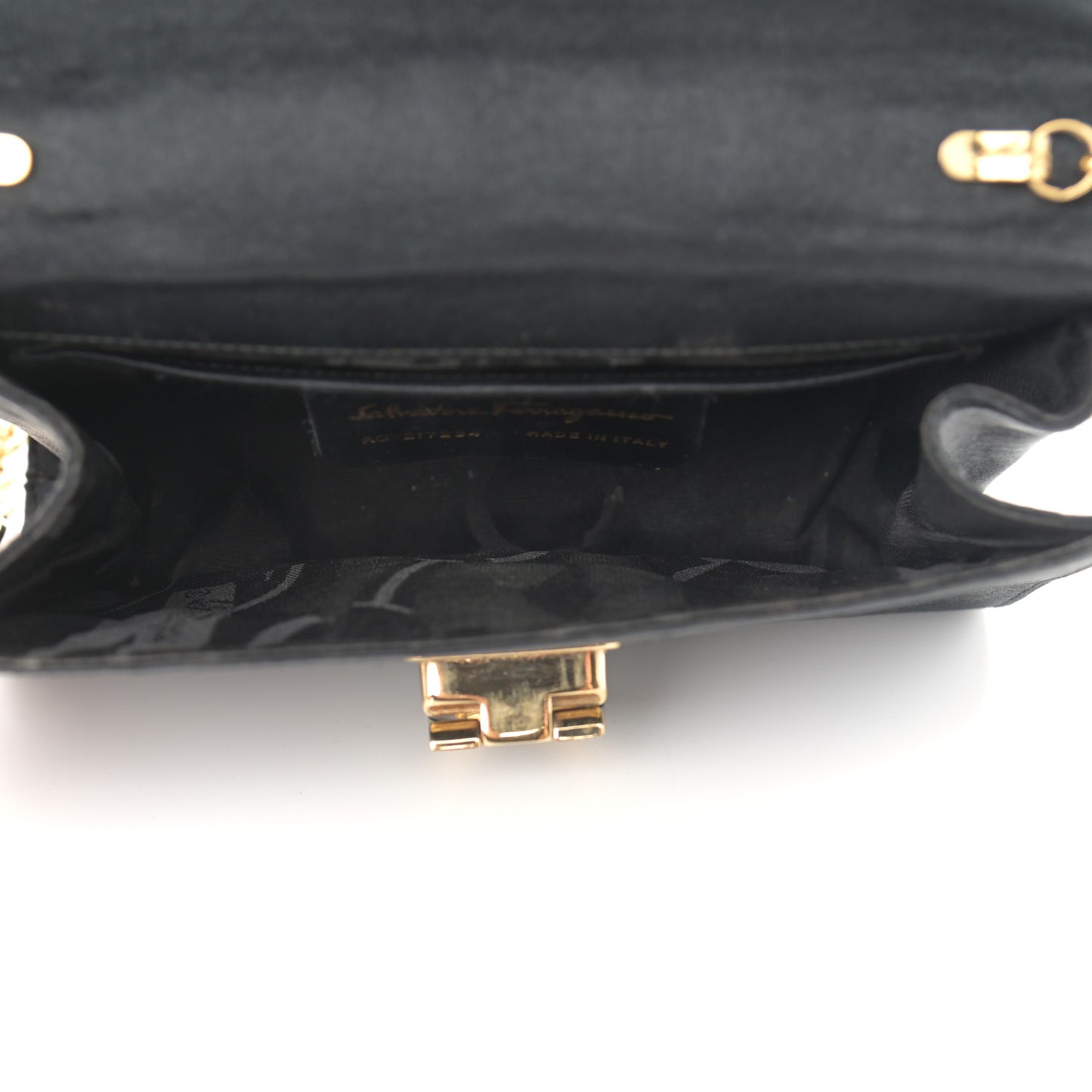 Satin Gancini Chain Crossbody Black