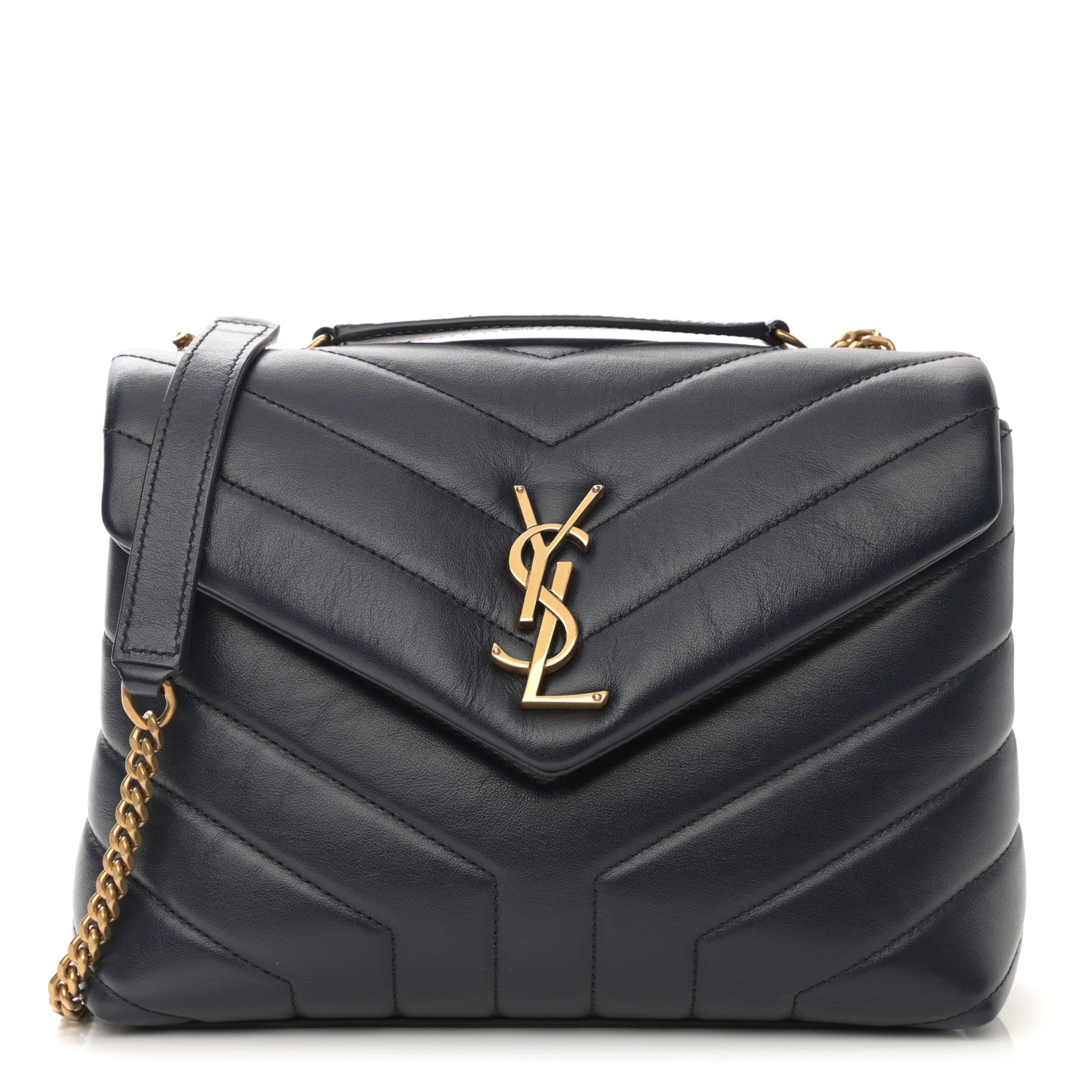 Saint Laurent Calfskin Y Quilted Monogram Small Loulou Chain Satchel Denim Brut 1 of 8