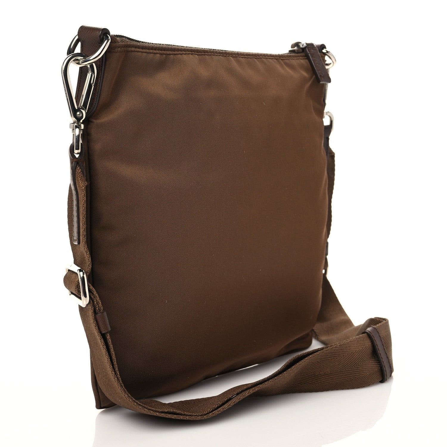 Prada Tessuto Nylon Saffiano Flat Messenger Bag Brown 2 of 7