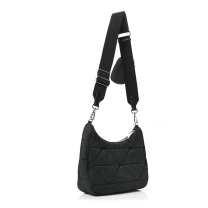Prada Re-Nylon Triangle Padded Patchwork Shoulder Bag Black 2 of 10