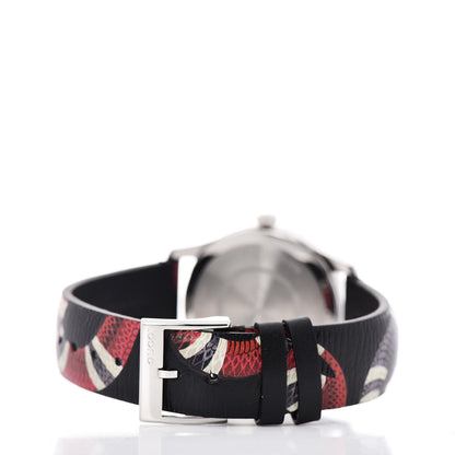 Gucci Stainless Steel Calfskin 38mm Le Marche Des Merveilles Snake Quartz Watch Black 4 of 5