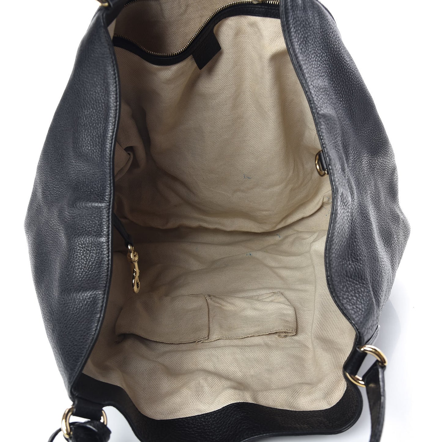 Pebbled Calfskin Large Soho Shoulder Bag Black