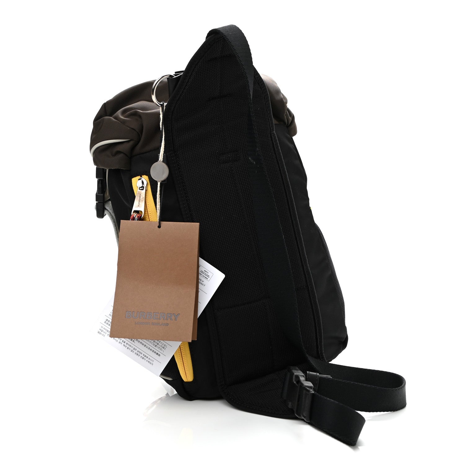 Burberry Nylon Medium Leo Sling Bag Black Yellow Grey 3 of 11