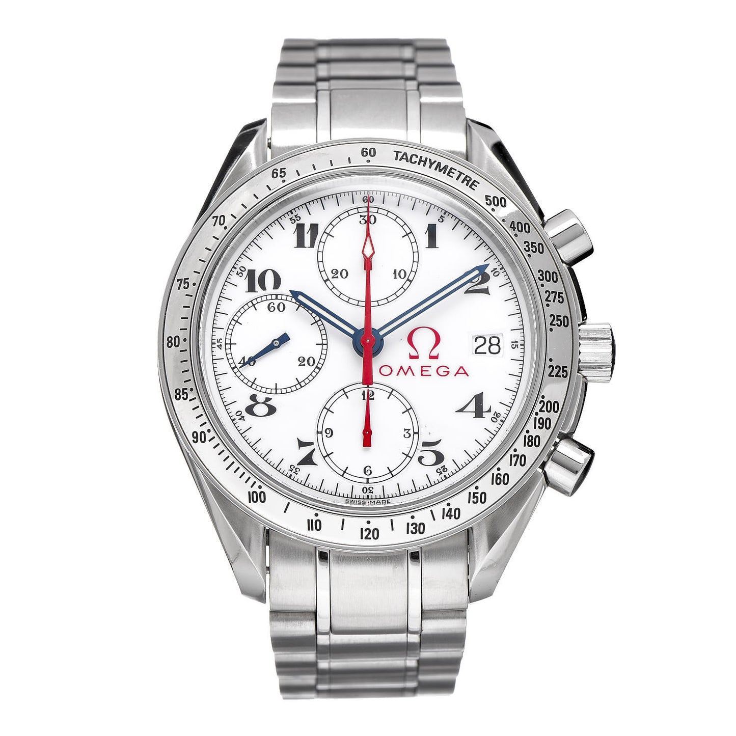 Stainless Steel 39mm Speedmaster Date Olympic Series Automatic Watch White 3513.20.00