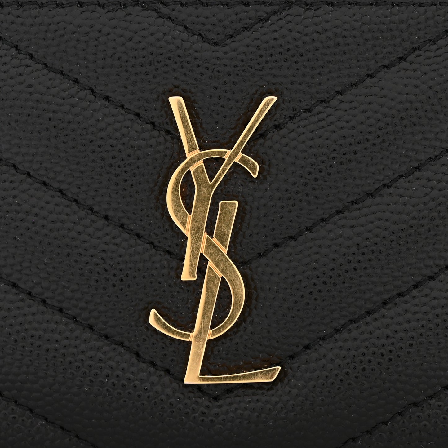 Grain De Poudre Matelasse Chevron Monogram Fragments Zippered Card Case Black