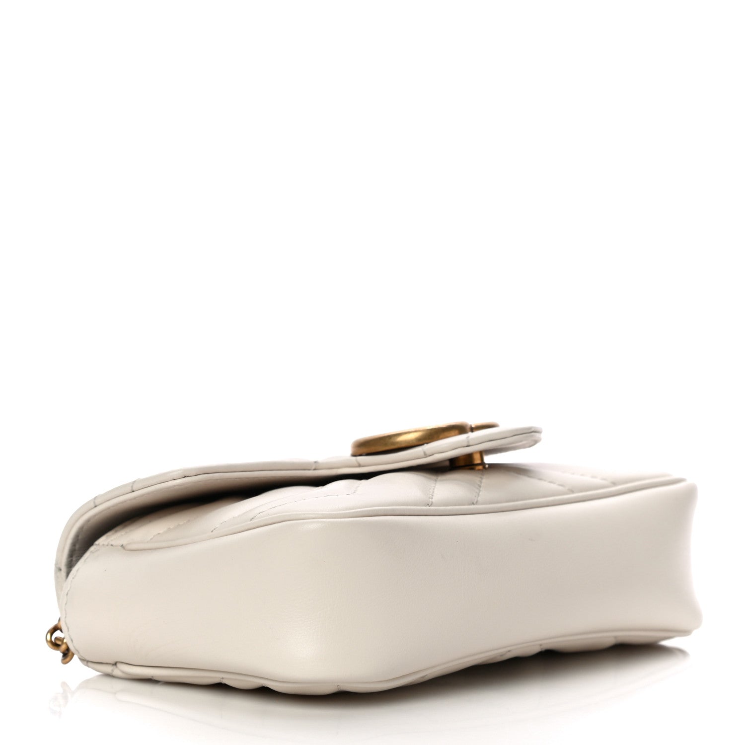 Gucci Calfskin Matelasse Super Mini GG Marmont Shoulder Bag White 4 of 11