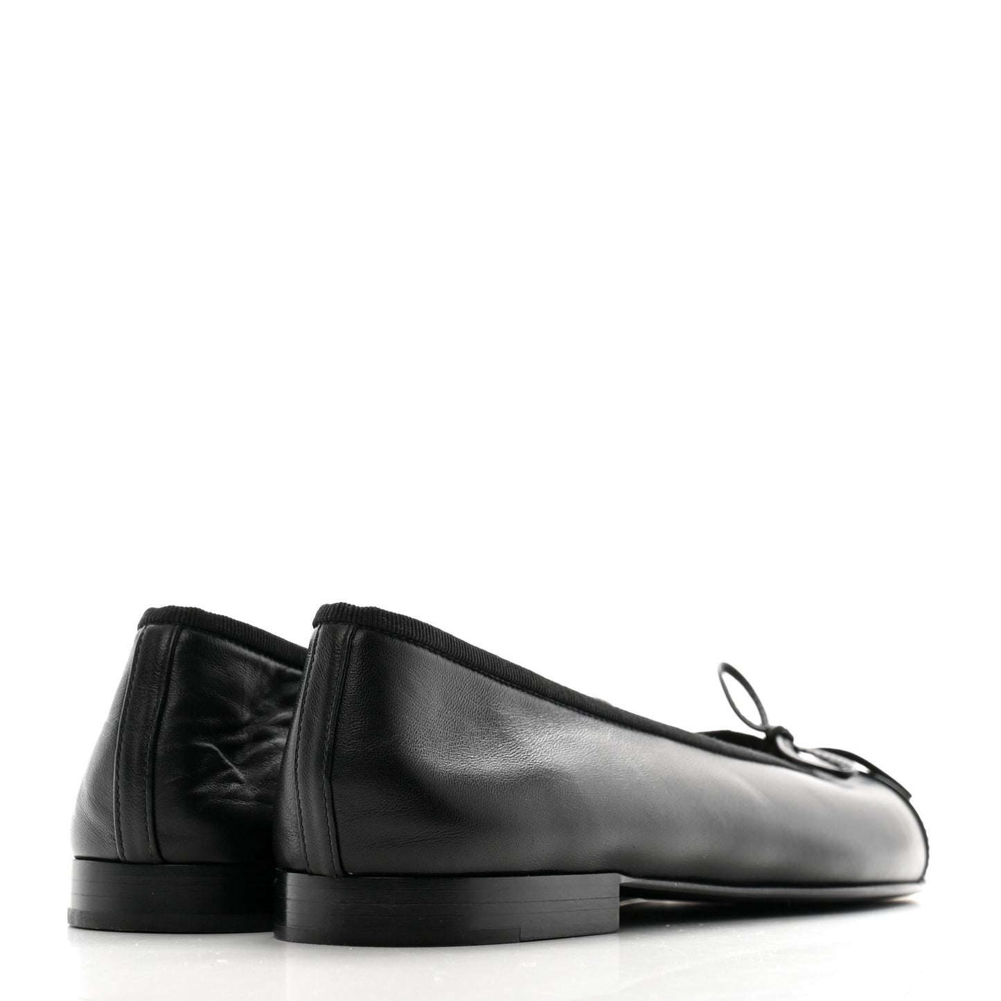 Lambskin Patent Cap Toe Ballerina Flats 39 Black