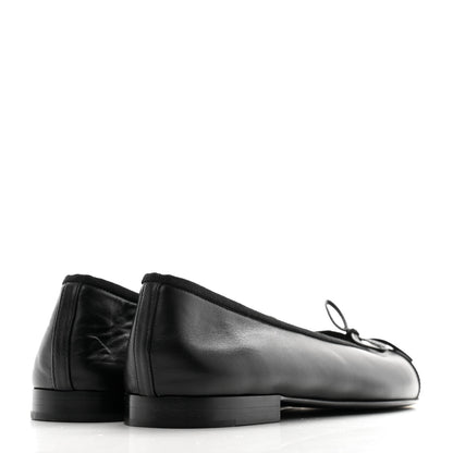 Chanel Lambskin Patent Cap Toe Ballerina Flats 39 Black 5 of 9