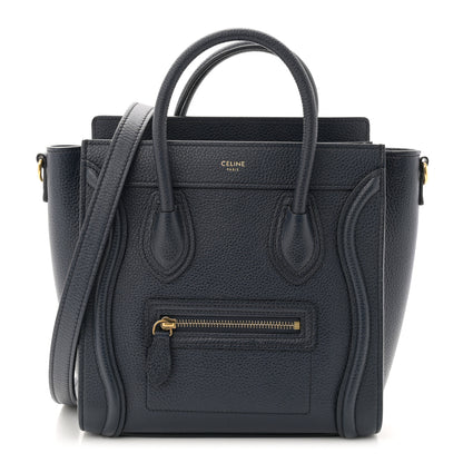 Celine Drummed Calfskin Nano Luggage Navy Blue 1 of 10