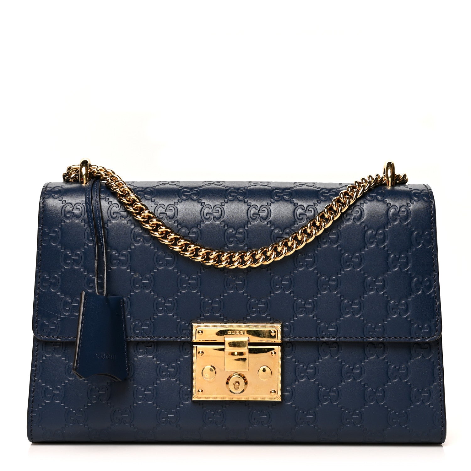 Gucci Guccissima Medium Padlock Shoulder Bag Blue Agata 1 of 13