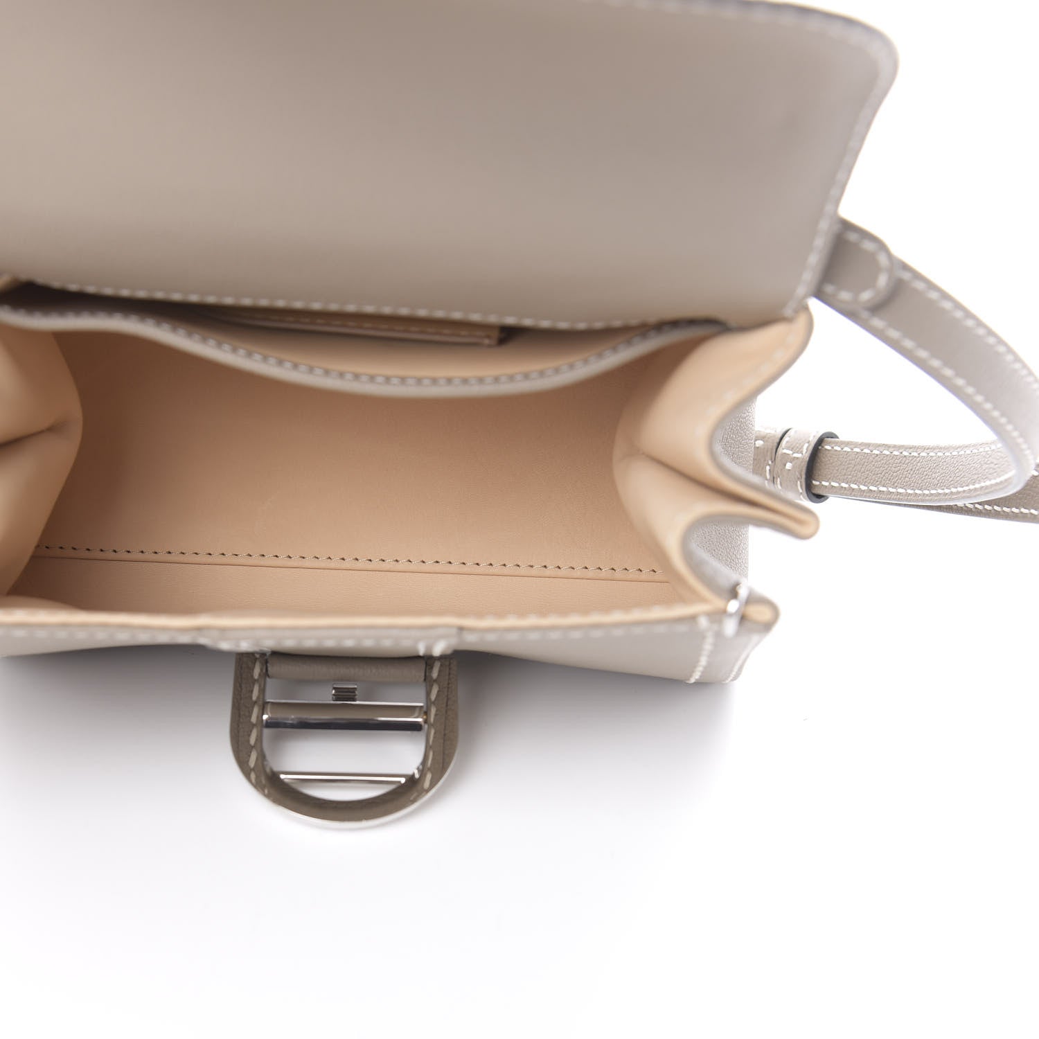 Delvaux Grained Rodeo Calfskin Surpique Mini Brillant Satchel Tourterelle Ivory 5 of 11