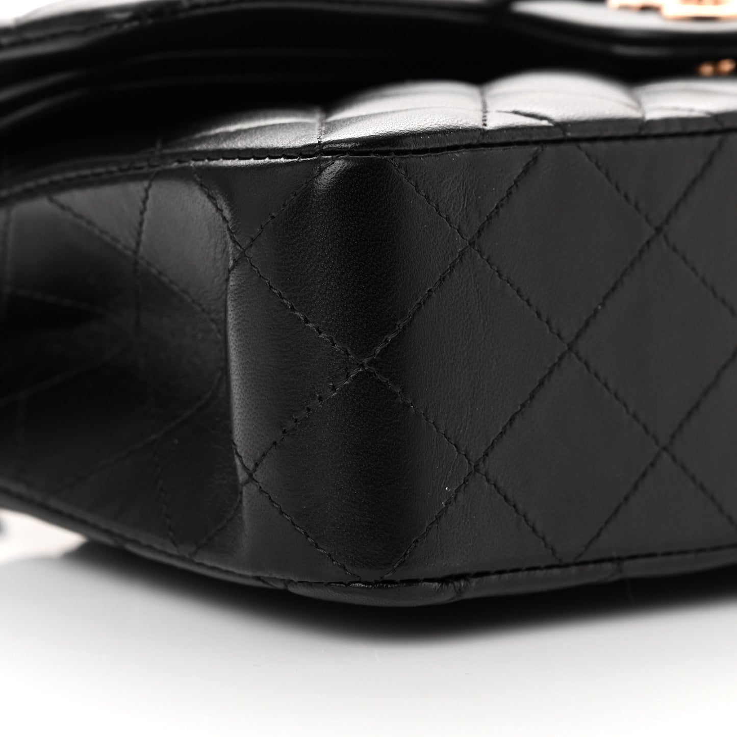 Lambskin Quilted Small Double Flap Black