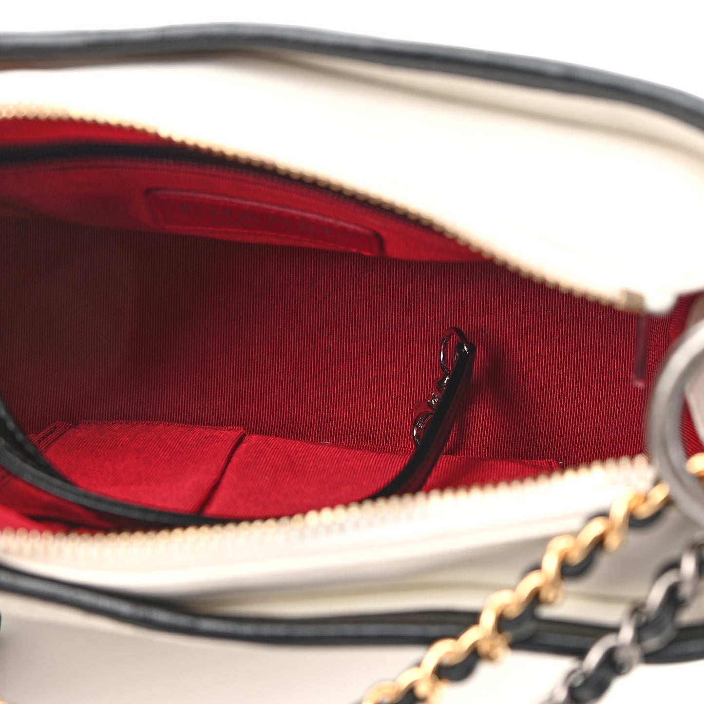 Aged Calfskin Quilted Small Gabrielle Hobo Black White