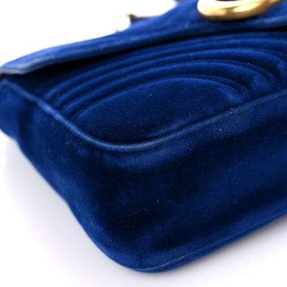 Gucci Velvet Matelasse Medium GG Marmont Shoulder Bag Cobalt Blue 5 of 26