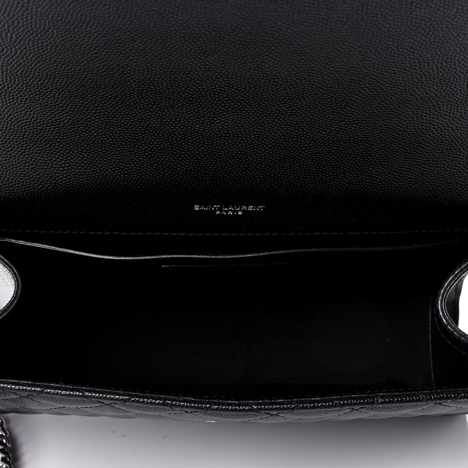 Saint Laurent Grain De Poudre Textured Mixed Matelasse Triquilt Medium Monogram Satchel Black 5 of 10
