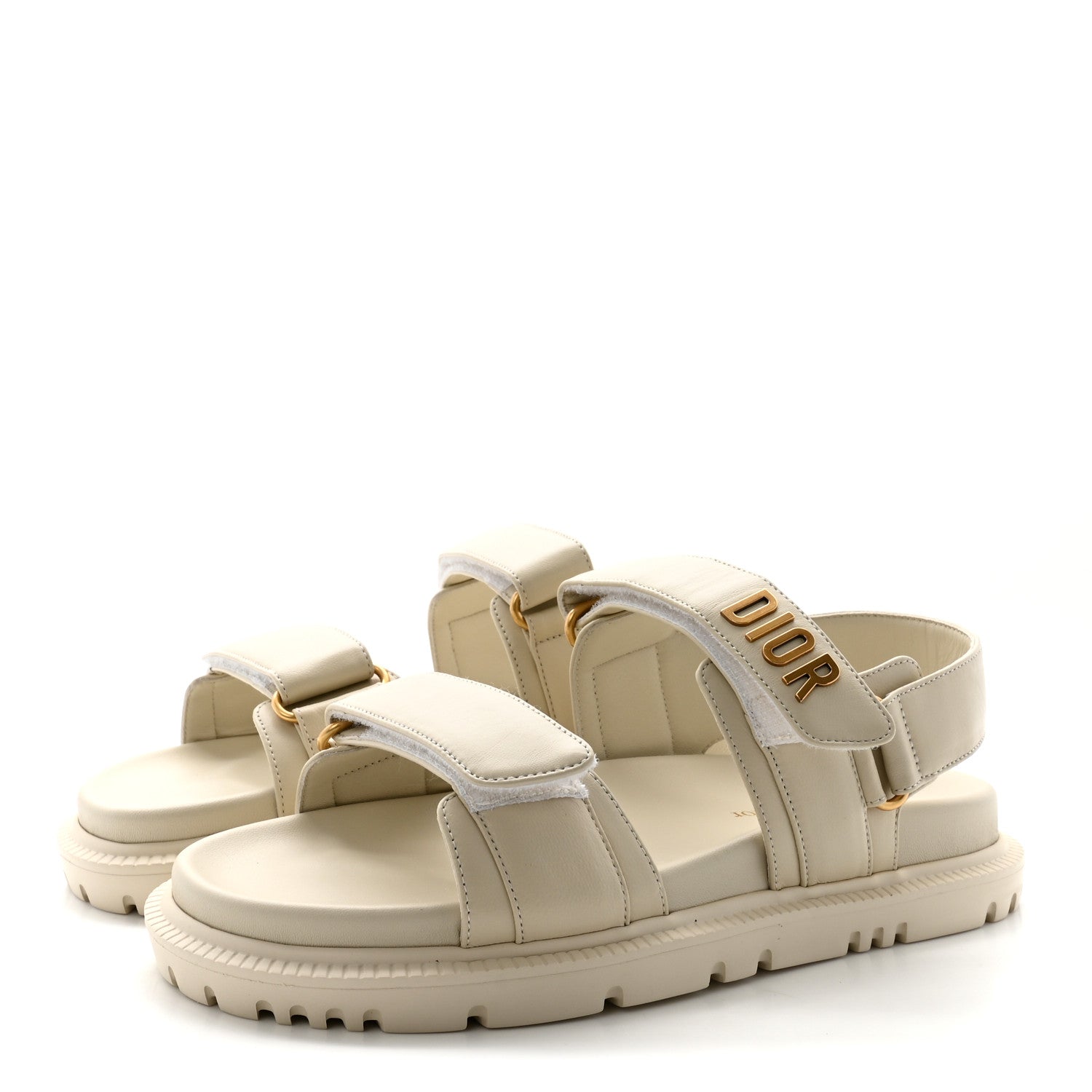 Christian Dior Lambskin Dioract 10mm Slide Sandals 37 Off White 4 of 10