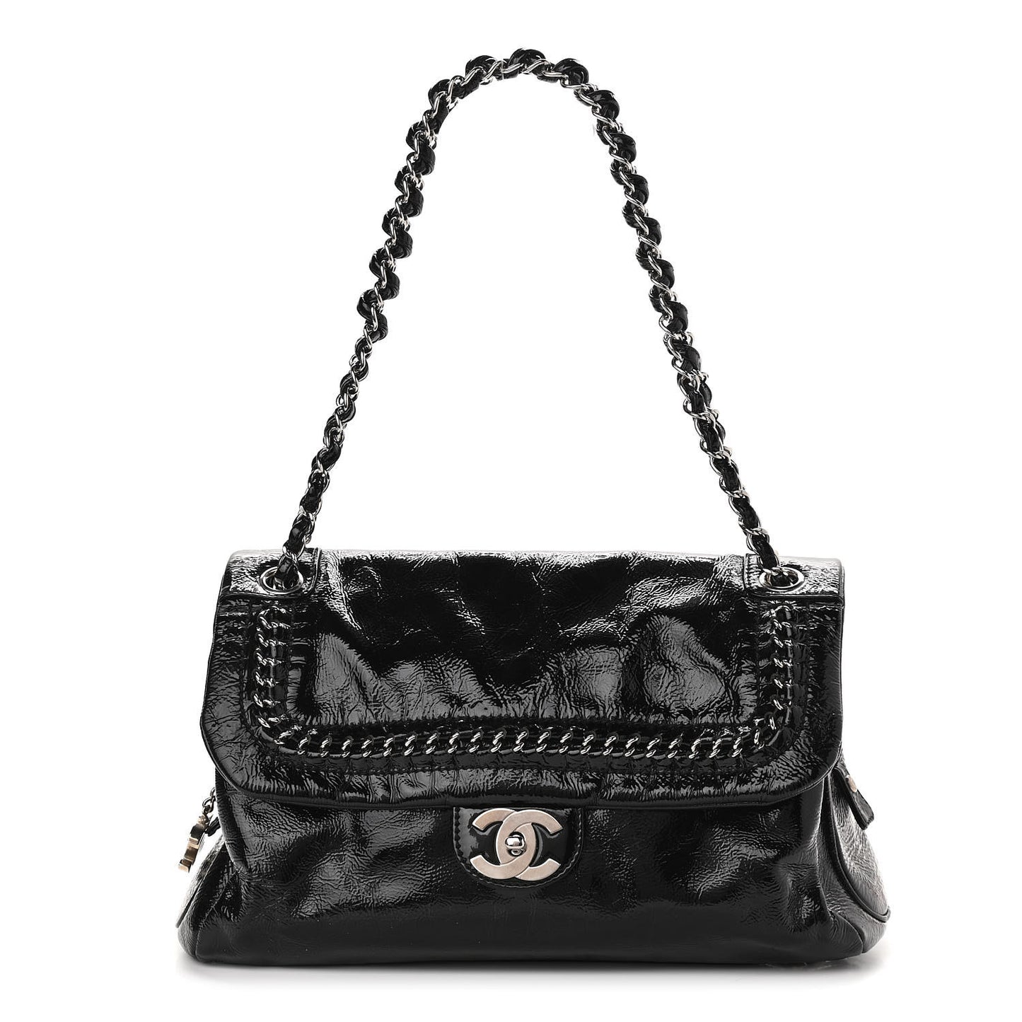 Patent Large Luxe Ligne Flap Black