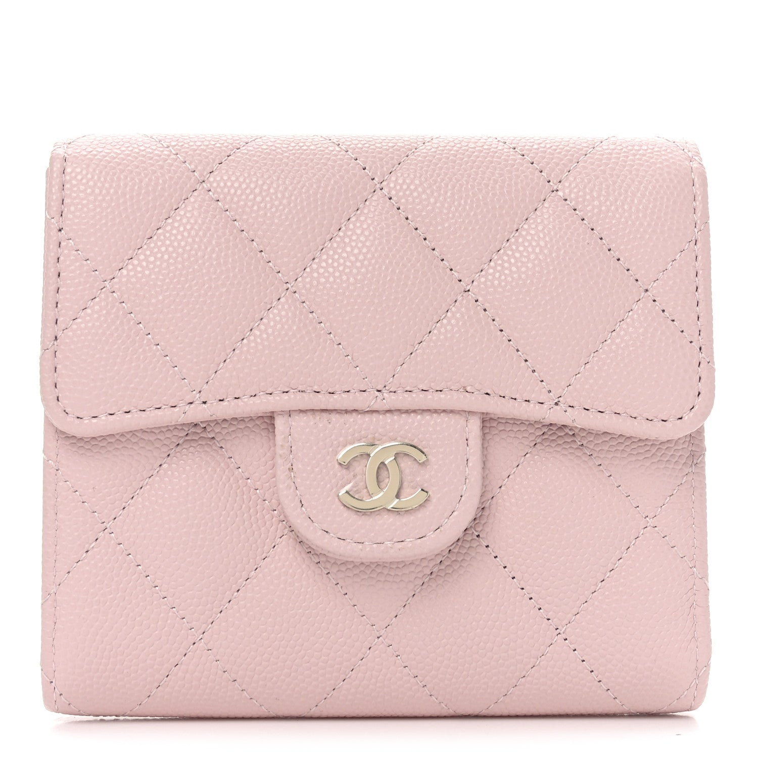 Chanel Caviar Quilted Compact Flap Wallet Light Pink 1 of 9