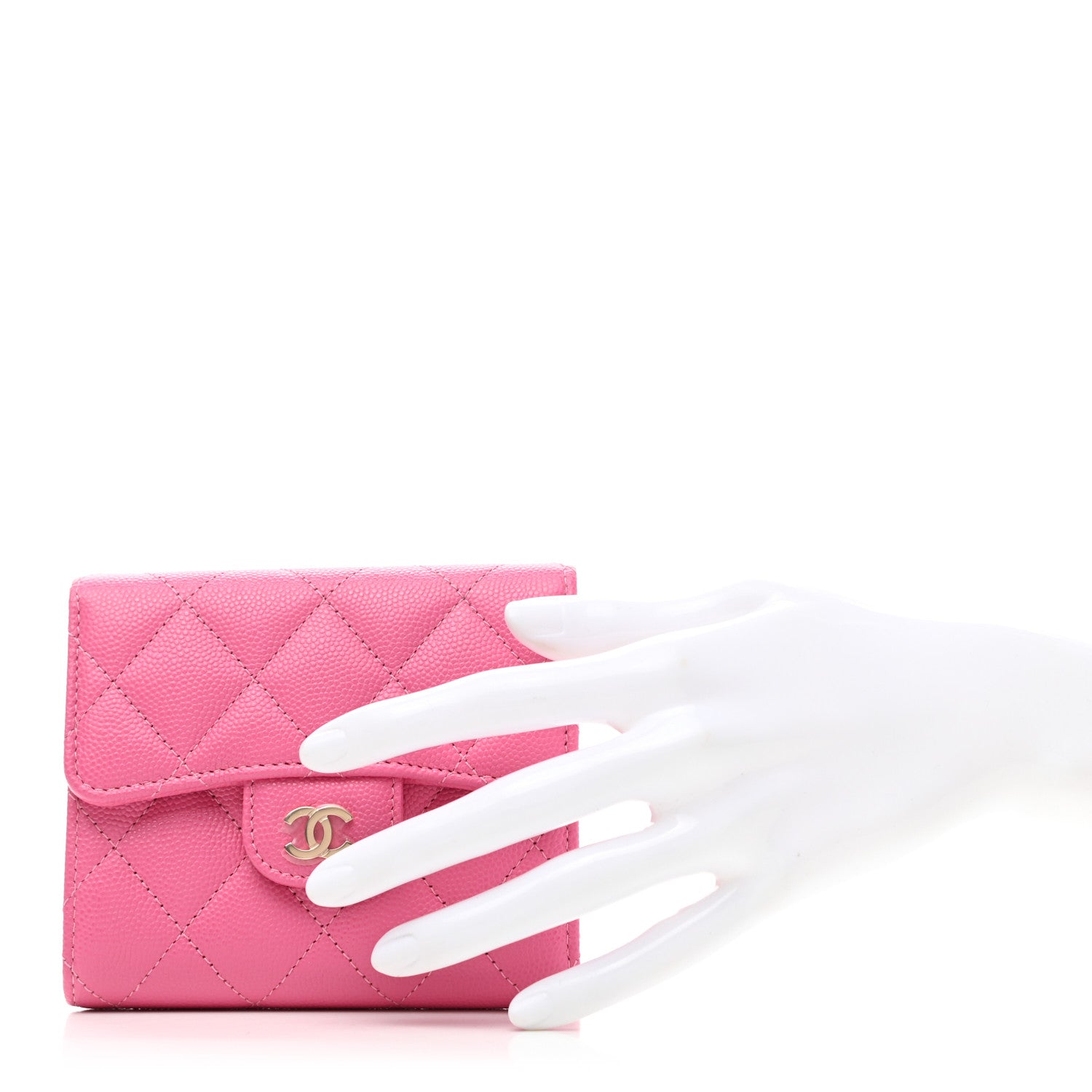 Chanel Caviar Quilted Compact Flap Wallet Pink 2 of 7