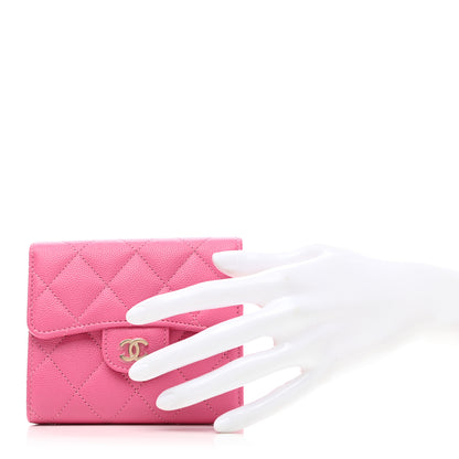 Chanel Caviar Quilted Compact Flap Wallet Pink 2 of 7