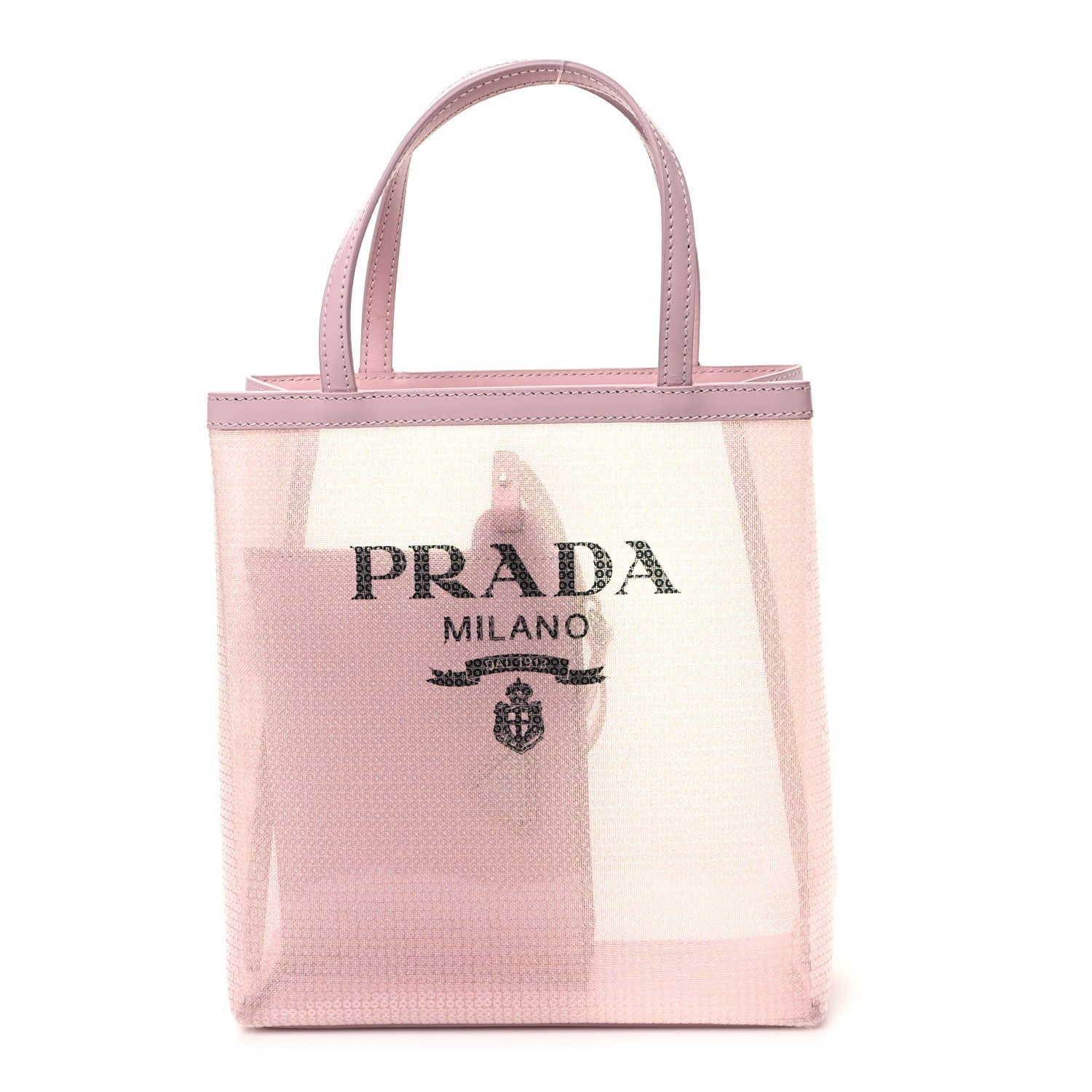 Prada Sequin Mesh Small Tote Bag Pink 1 of 13