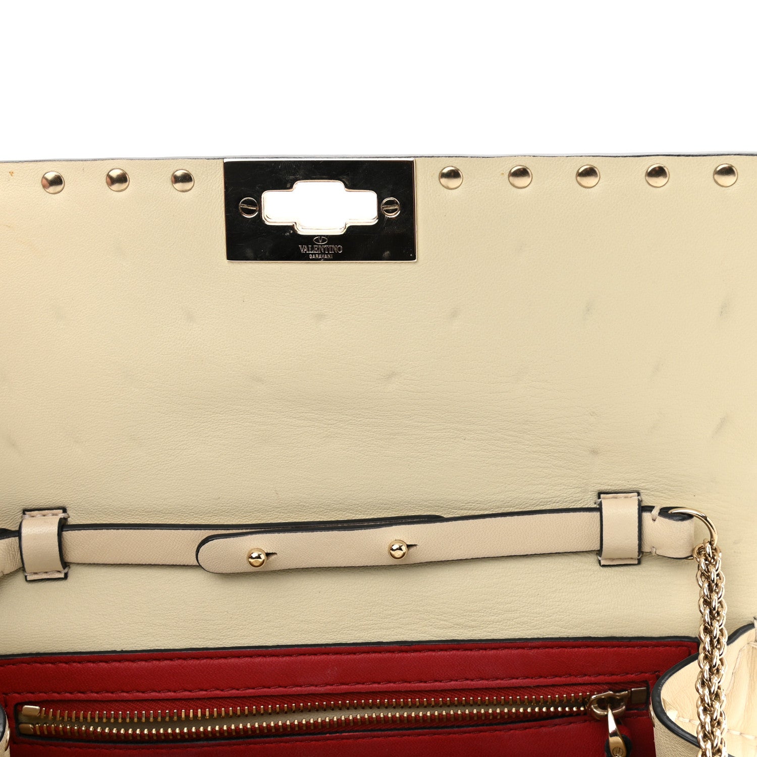 Valentino Garavani Nappa Rockstud Spike Wallet on Chain Light Ivory 12 of 12