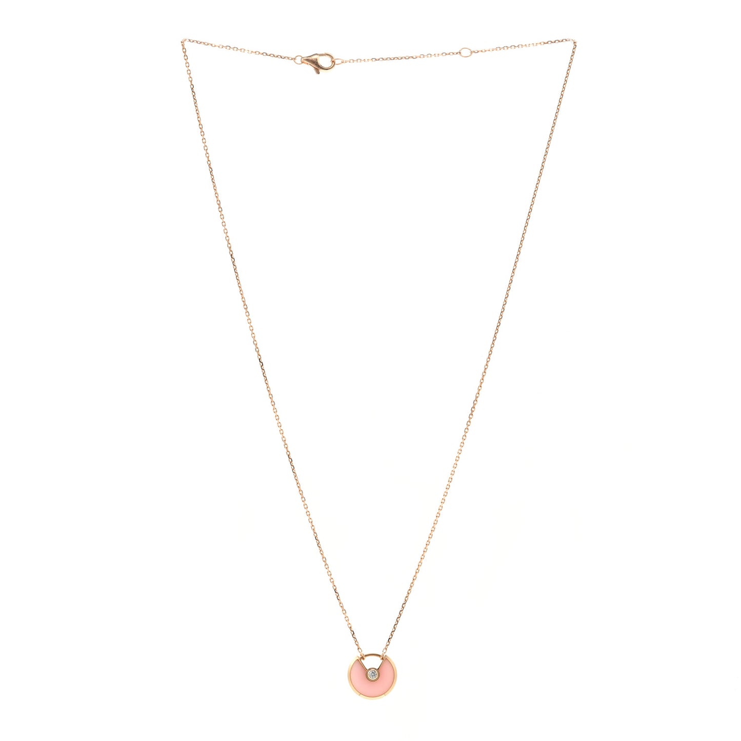 18K Pink Gold Diamond Pink Opal XS Amulette de Cartier Pendant Necklace