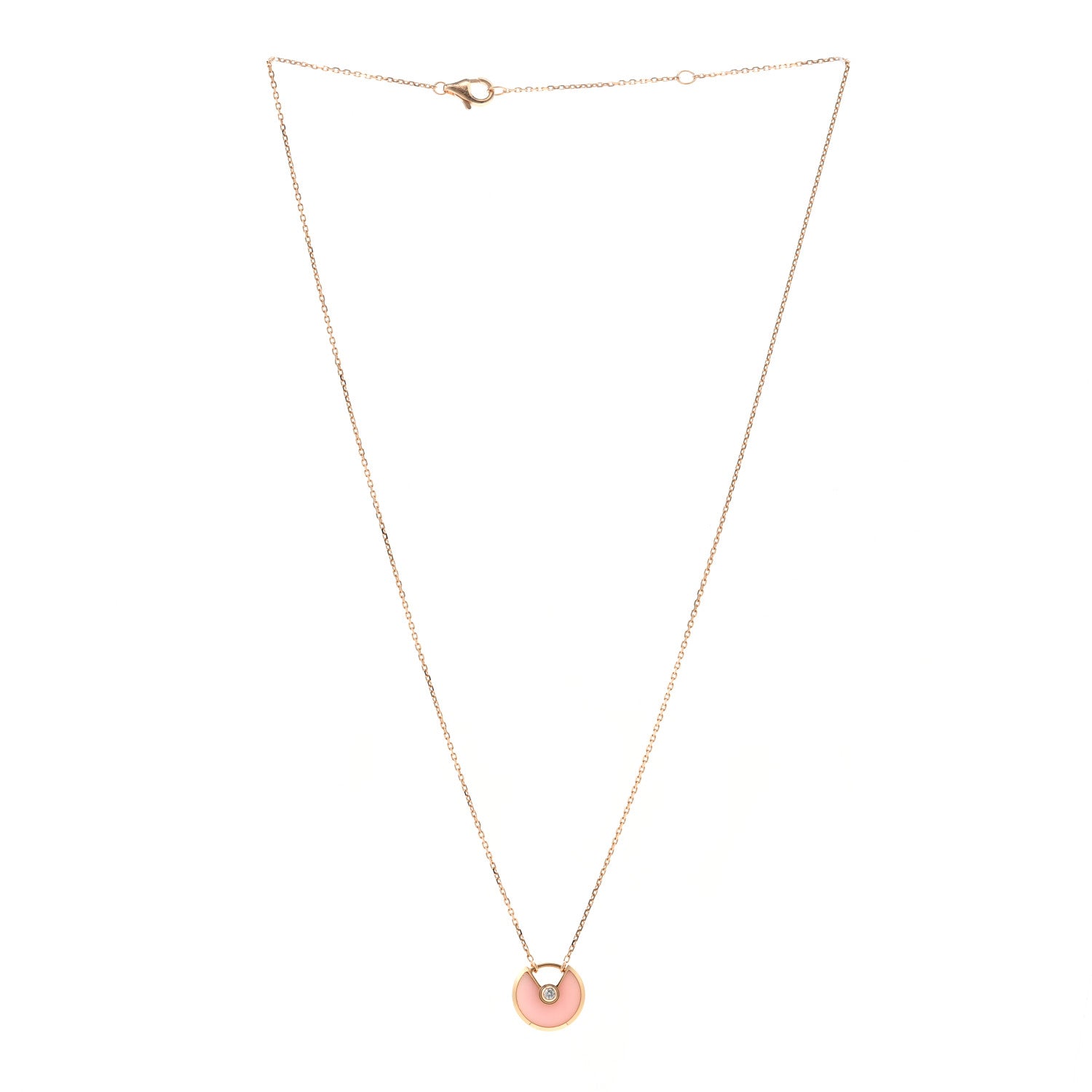 Cartier 18K Pink Gold Diamond Pink Opal XS Amulette de Cartier Pendant Necklace 3 of 4