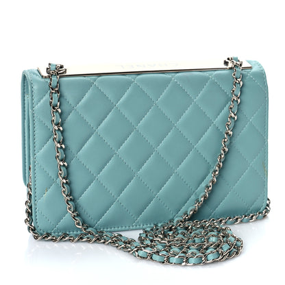 Chanel Lambskin Quilted Trendy CC Wallet On Chain WOC Light Blue 3 of 12