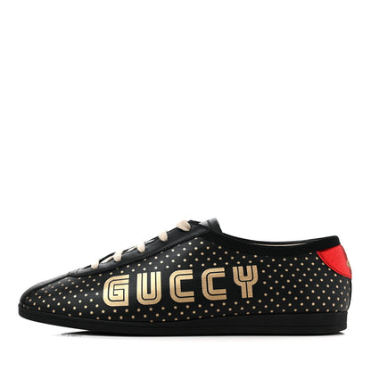 Gucci X SEGA Calfskin GUCCY Stars Mens Falacer Sneakers 9 Black 1 of 9