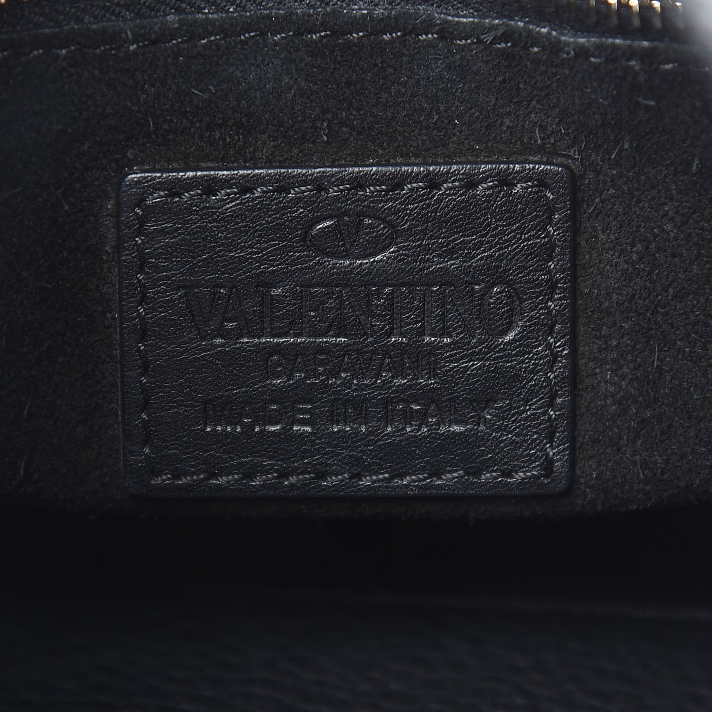 Grained Calfskin Rockstud Bucket Bag Black