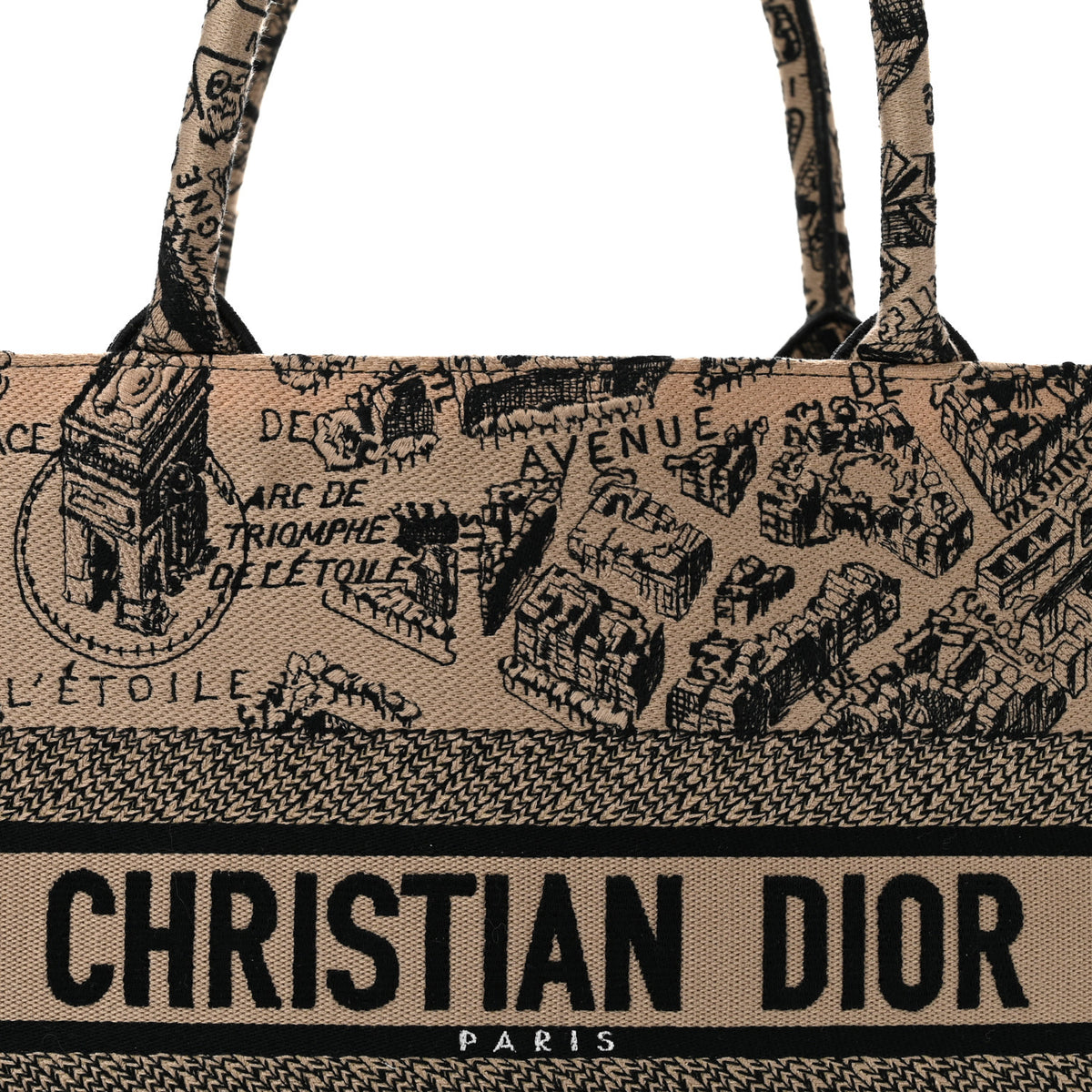 Christian Dior Canvas Embroidered Medium Plan De Paris Book Tote Beige Multi 8 of 12