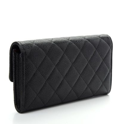 Chanel Caviar Quilted Large Gusset Flap Wallet Black 3 of 9