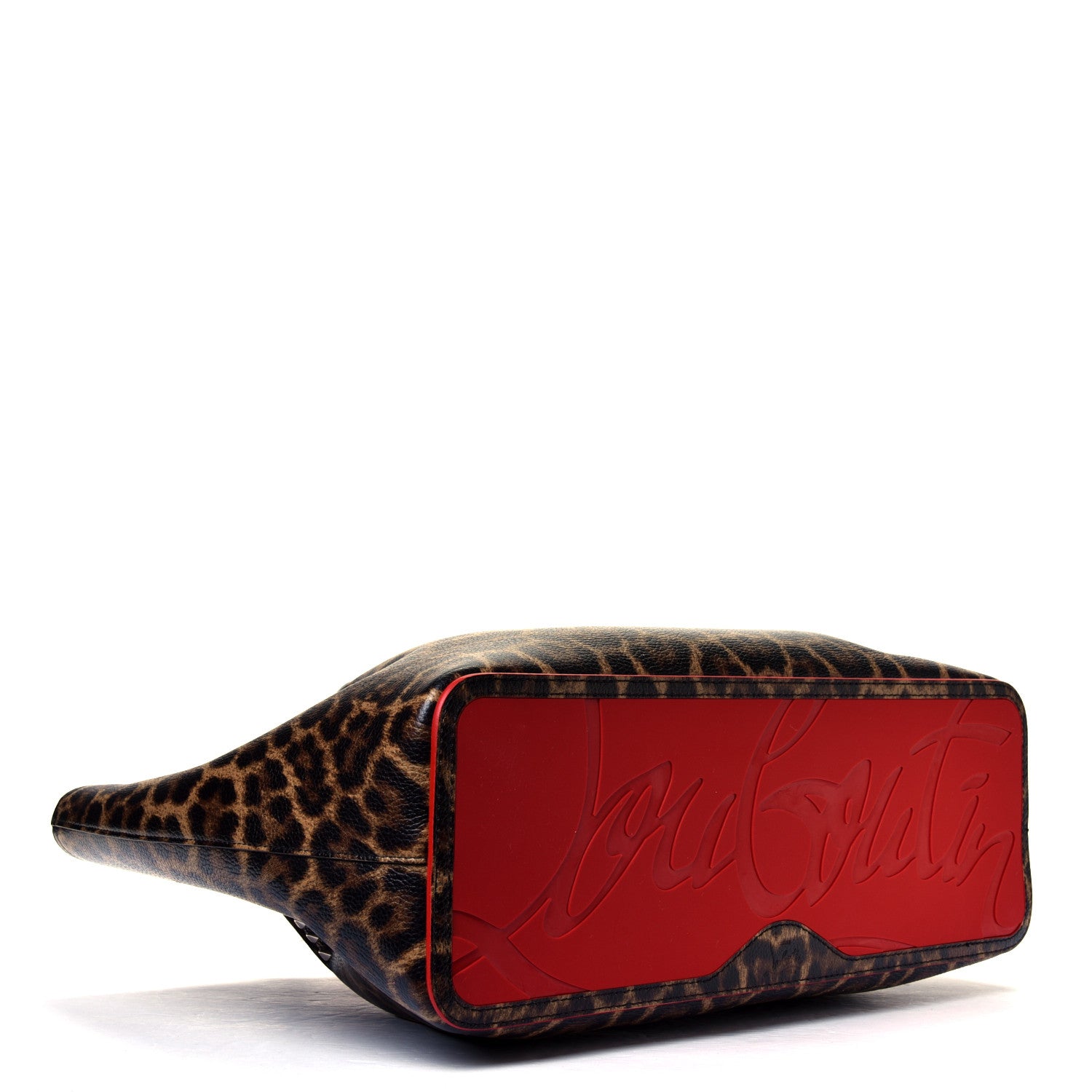Christian Louboutin Calfskin Empire Leopard Print Spiked Large Cabarock Shopper Tote Brown 3 of 4