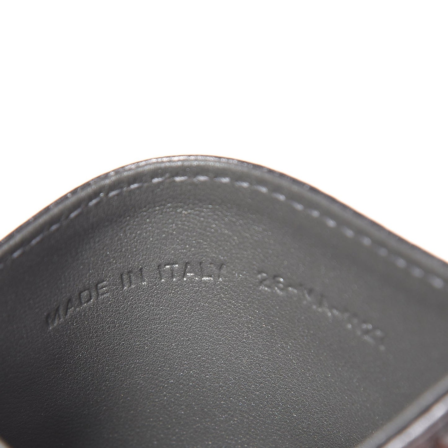 Metallic Grained Calfskin Cannage Diorama Card Holder Steel