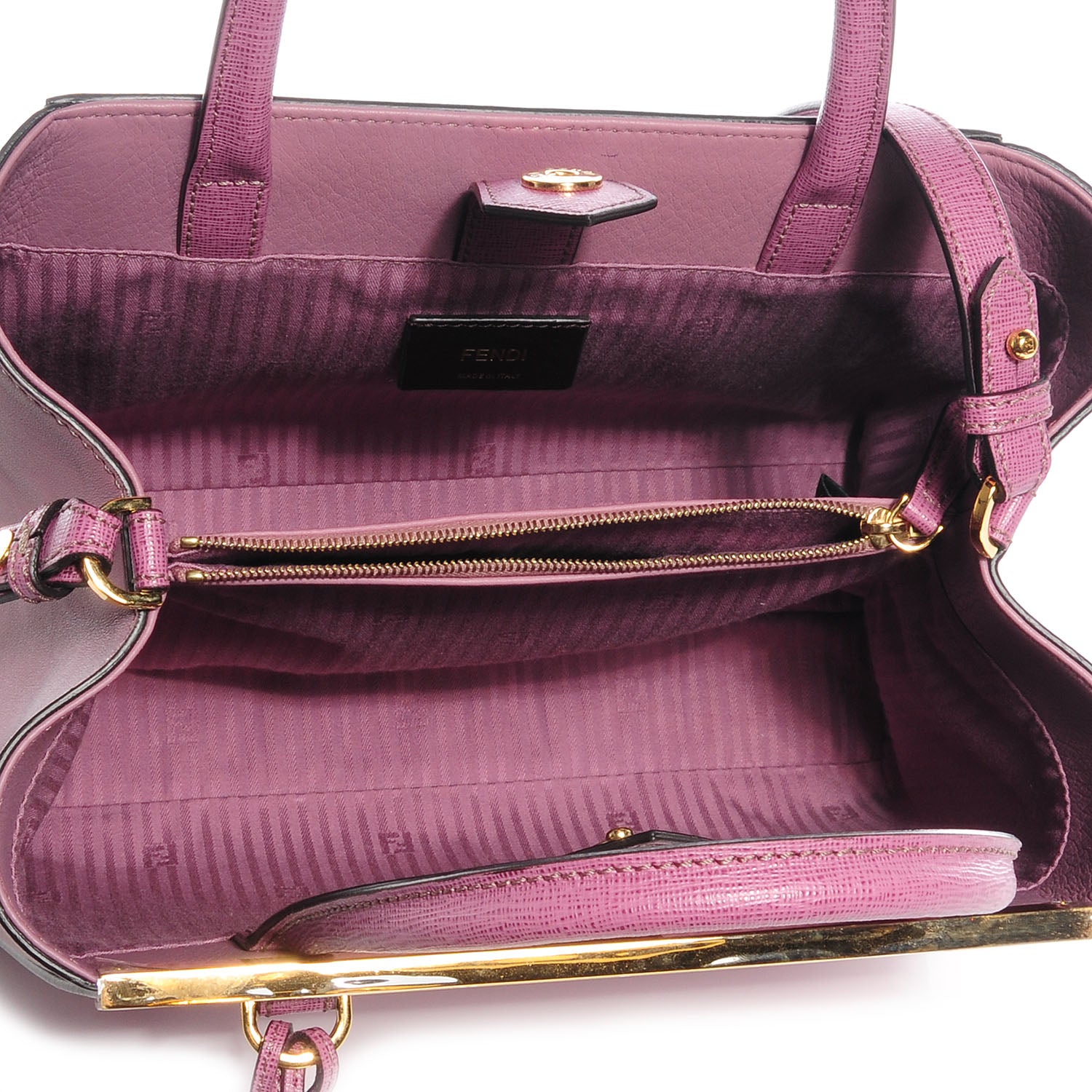Fendi Vitello Elite Flamingo Petite 2Jours Tote Lilla Glicine 5 of 9